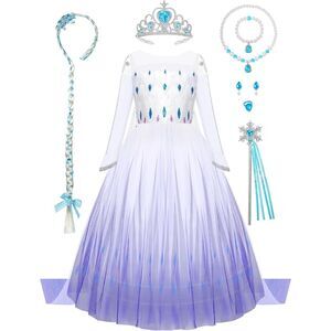 👑 Princess Dress & Accessories Blue Purple Size 6-8 NEW